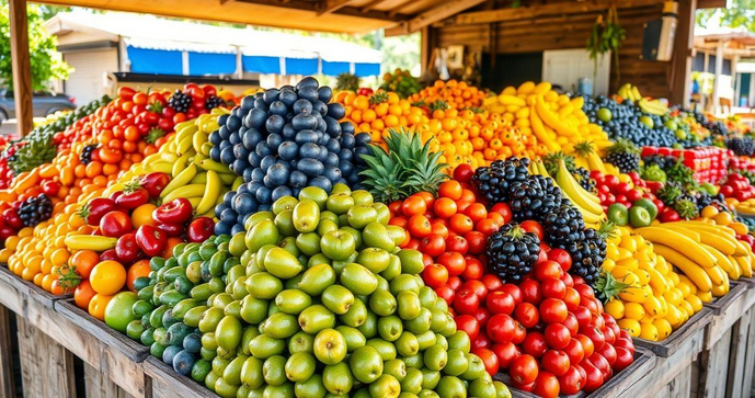 Variedade fresca na loja de polpa de frutas